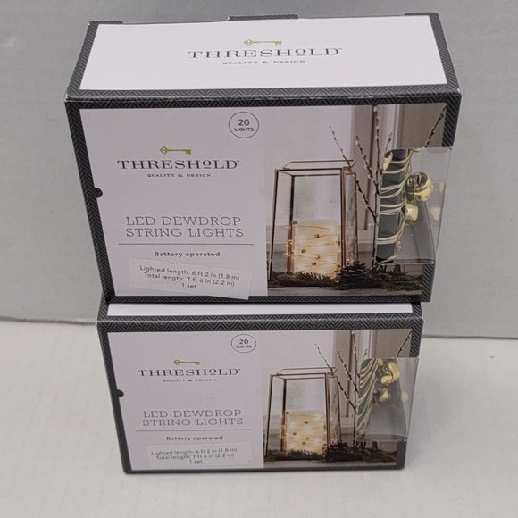 New 2 Threshold Led Dewdrop String Lights Battery Operated 40 lights Gold Bells - Picture 1 of 12